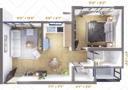 1-BHK Layout